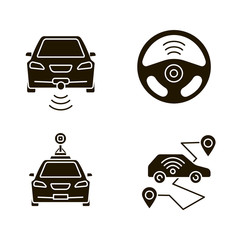 Smart cars glyph icons set