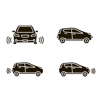 Smart cars glyph icons set