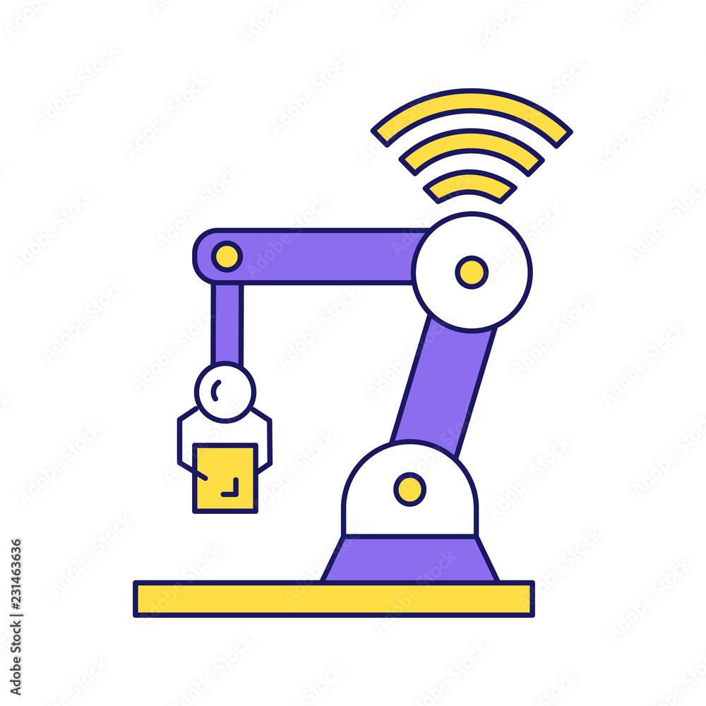 Poster iot robot color icon