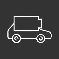 Discharged electric car chalk icon
