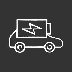 Electric car battery charging chalk icon