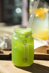 Homemade healthy green smoothie