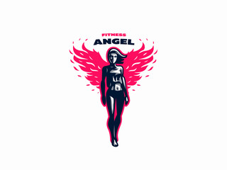 Woman fitness emblem.