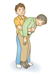 応急手当イラスト67：喉のつまり