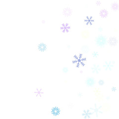 Falling down snow confetti, snowflake vector border. Festive winter, Christmas, New Year sale background. Cold weather, winter storm, scatter texture. Hipster snowfall falling snowflakes cool confetti