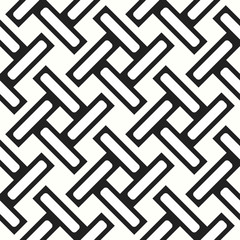 Seamless woven stripes lattice pattern. Modern stylish texture. Repeating abstract background with interlacing lines. Simple monochrome grid