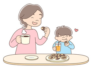 コーヒータイム_お母さんと子ども