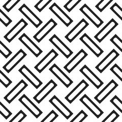 Fototapeta na wymiar Seamless woven stripes lattice pattern. Modern stylish texture. Repeating abstract background with interlacing lines. Simple monochrome grid