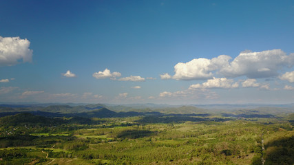 Aerial Khao Sok National Park with jungle and Clouds