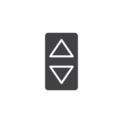 Fototapeta premium Elevator buttons panel vector icon. filled flat sign for mobile concept and web design. Down and up lift buttons simple solid icon. Symbol, logo illustration. Pixel perfect vector graphics