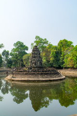 Angkor Wat is a temple complex in Cambodia and the largest religious monument in the world. Siem Reap, Cambodia. Artistic picture. Beauty world.