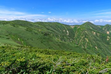 Naklejka premium 牛ヶ岳から見た巻機山と割引岳