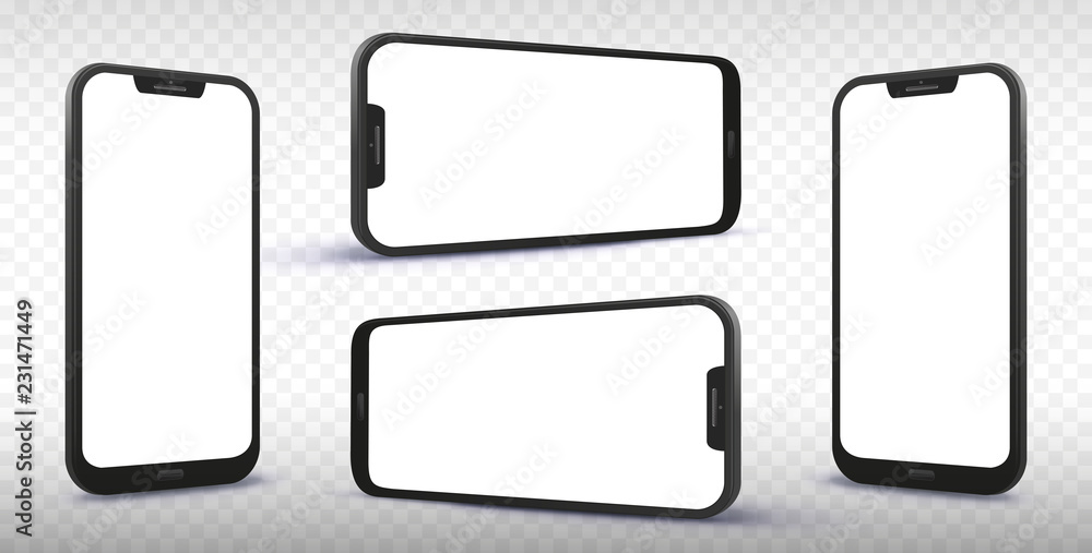 Aufkleber smartphone from different angles and perspectives with transparent background