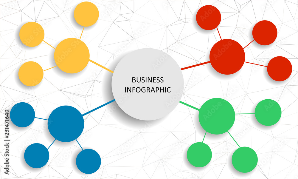Poster business infographic on background wireframe polygonal abstract mesh which consist of triangles. vec