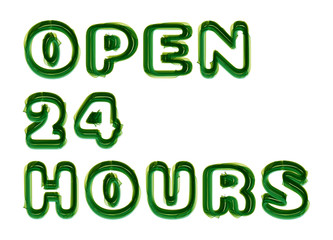 Open 24 Hours - written on white background