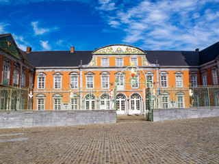 The building of the Abbey of Saint-Hubert, Abbey of St. Peter in the Ardennes in Saint-Hubert, Belgium on a sunny September day