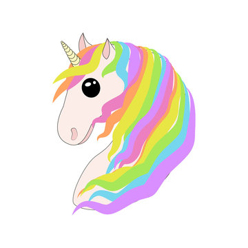 portrait of a unicorn with rainbow-colored hair
