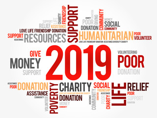 2019 help word cloud collage, concept background