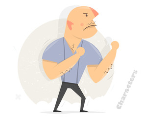 Ready to fight. Aggressive man. Funny boxer.