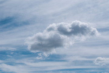 White clouds in the bright blue sky