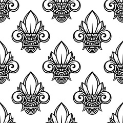 Seamless ethnic pattern with lotus image. Handmade. Vector illustration.