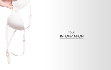 The white bra in hand pattern on white background isolation