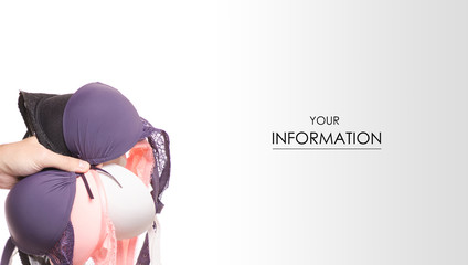 The bras in hand pattern on white background isolation