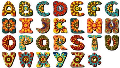 scrapbook alphabet on white background