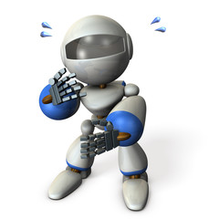 はにかんで見上げるキュートなロボット