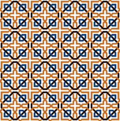 Blue and orange geometric tiles pattern
