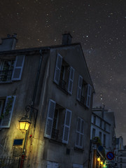 Picturesque corner in Montmartre neighborhood at night