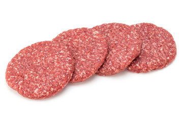 Raw fresh hamburger meat isolated on white.