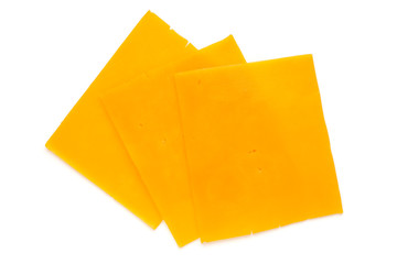 Cheddar cheese slice isolated on the white background. - obrazy, fototapety, plakaty