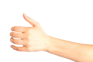 Woman hand holding something like a bottle or glass