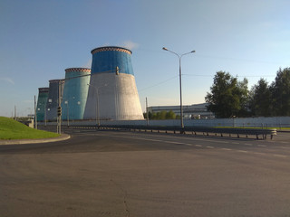 Ukrainian atomic power station near the road