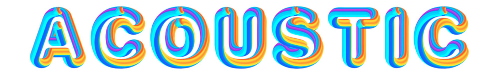 Acoustic - colorful text written on white background
