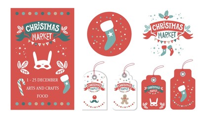 Christmas Set with tags, stickers, label, poster