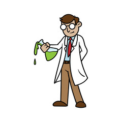 Cartoon Scientist Spilling Chemical