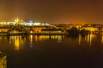 Foto op Plexiglas Night autumn Prague. Popular cityscapes after dark. © Unique Vision