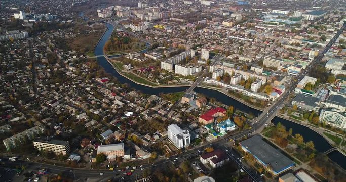 Aerial view of cityscape in Kropivnitskiy. Former name Kirovograd.