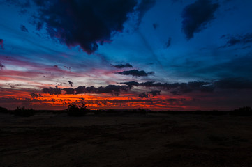 Sunset in the Sahara desert