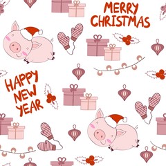 Merry Christmas and Happy New year. Seamless pattern