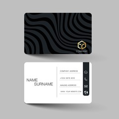 Modern business card template design. With inspiration from the abstract.Contact card for company. Two sided black and white . Vector illustration. Flat design.