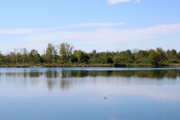 Fototapeta na wymiar The beautiful lake on a bright sunny day.