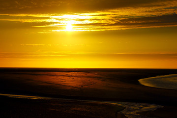 coucher de soleil sur la baie de somme depuis le hourdel en picardie