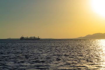 Fototapeta na wymiar Sunset in Sharm-El-Sheikh, Egypt over Tiran island, Red sea, Saudi Arabia