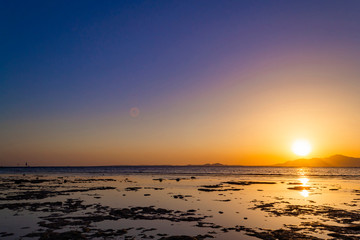 Wonderful sunset in Sharm-El-Sheikh, Egypt over Tiran island, Red sea, Saudi Arabia