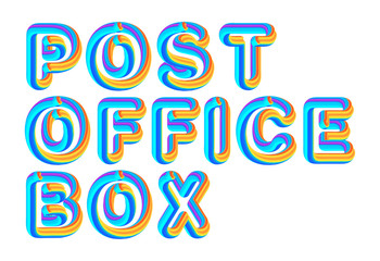 Post Office Box - colorful text written on white background