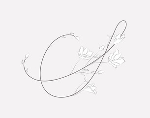 Vector Hand Lettering floral S monogram and logo