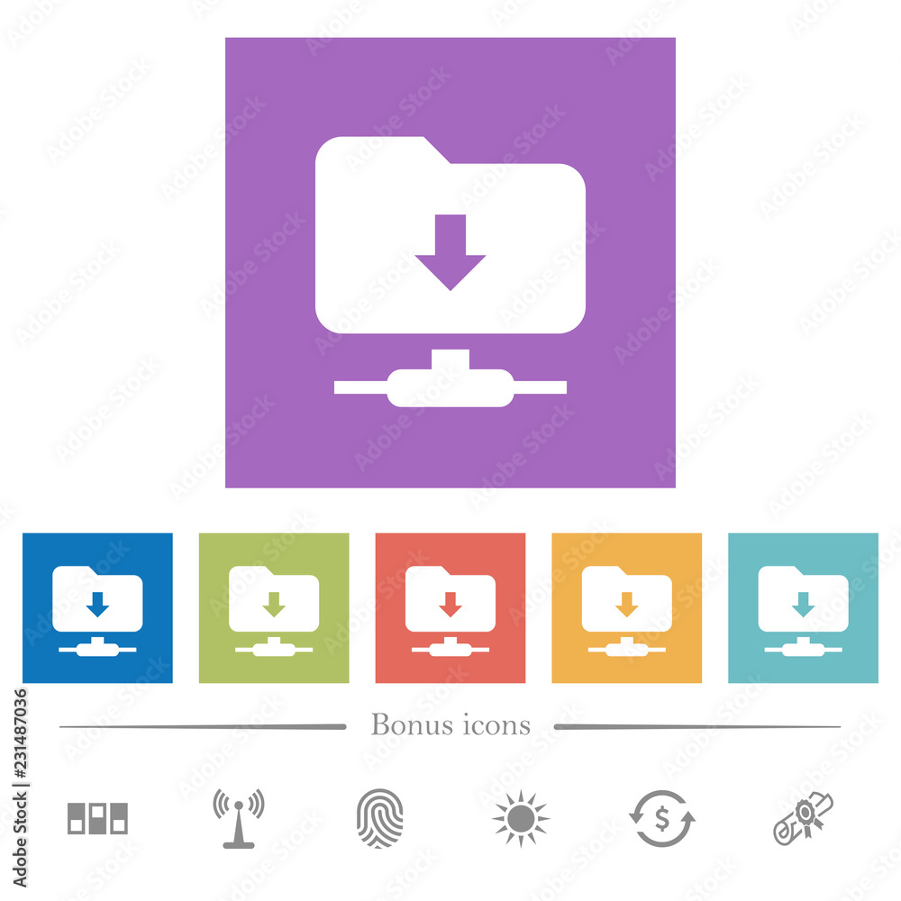 Poster ftp navigate down flat white icons in square backgrounds